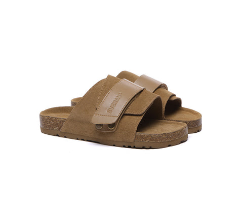 EVERAU® Adjustable Strap Embossed Slip-on Summer Sandal Slides Terrain