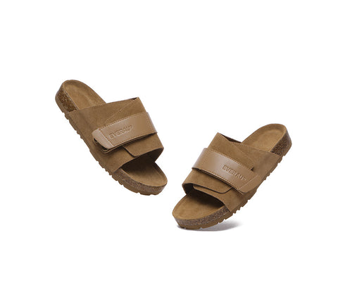 EVERAU® Adjustable Strap Embossed Slip-on Summer Sandal Slides Terrain