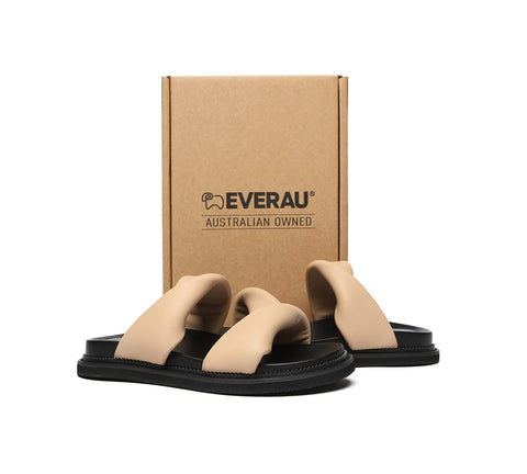 EVERAU® Women Slides Leather Padded Twist Slip-on Sandals Eloise