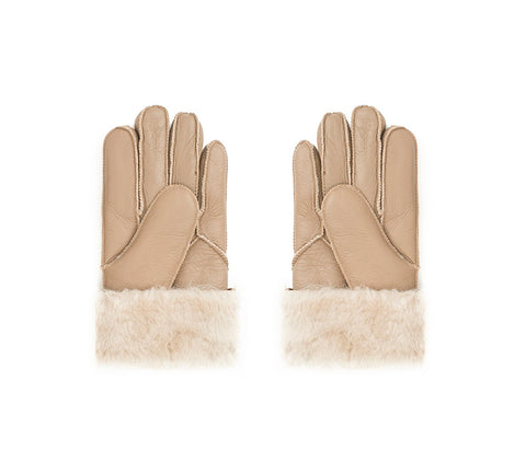 AUSTRALIAN SHEPHERD® Leather Fluffy Sheepskin Wool Stitching Gloves