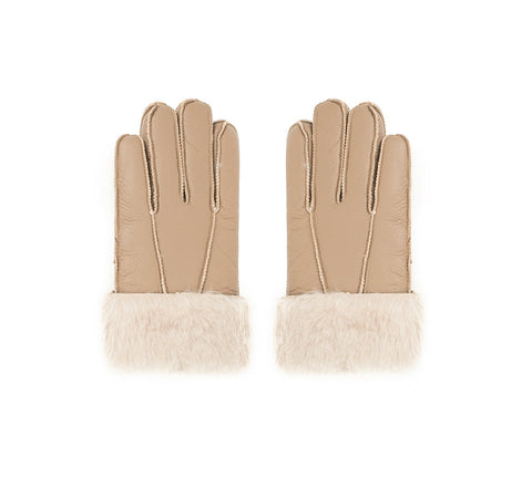 AUSTRALIAN SHEPHERD® Leather Fluffy Sheepskin Wool Stitching Gloves