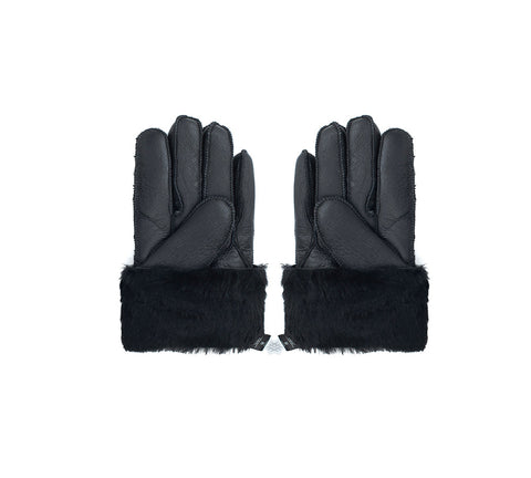 AUSTRALIAN SHEPHERD® Leather Fluffy Sheepskin Wool Stitching Gloves