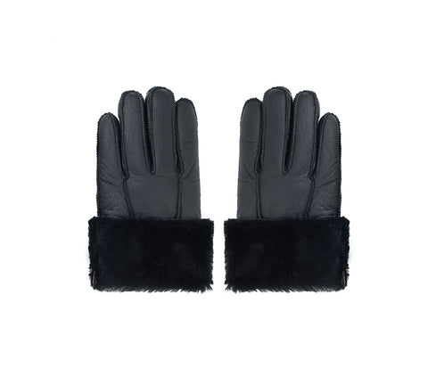 AUSTRALIAN SHEPHERD® Leather Fluffy Sheepskin Wool Stitching Gloves