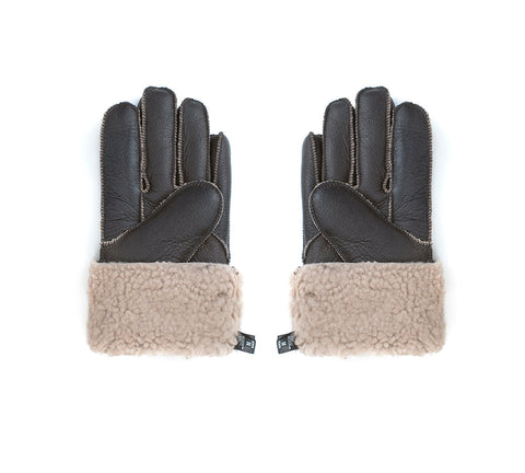 AUSTRALIAN SHEPHERD® Leather Fluffy Sheepskin Wool Stitching Gloves