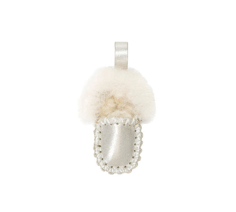 EVERAU® UGG Slippers Sheepskin Wool Popo Moccasin Keyrings