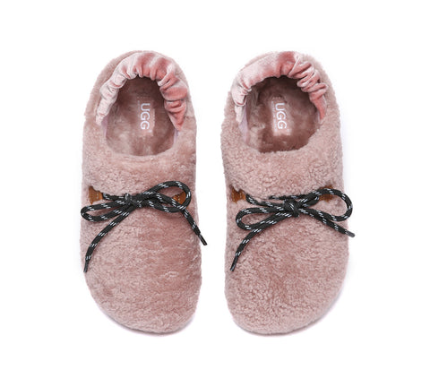 AUSTRALIAN SHEPHERD® UGG Slippers Women Curly Sheepskin Wool Slingback Barrett