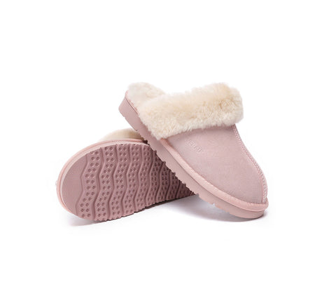 EVERAU® UGG Slippers Sheepskin Wool Suede Scuff Muffin