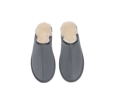 EVERAU® UGG Slippers Men Sheepskin Wool Scuff Bennett