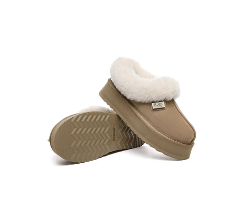 UGG EVERAU® UGG Slippers Women Sheepskin Wool Collar Ankle Platform Gabri