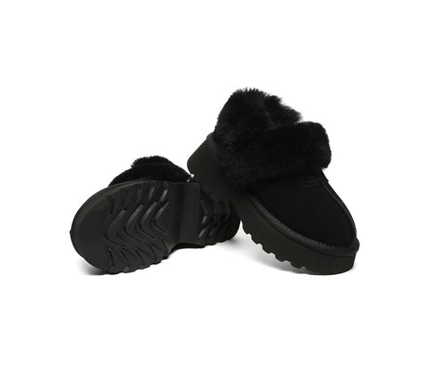 AUSTRALIAN SHEPHERD® 3-Way Style UGG Slippers Women Removable Wool Strap Slingback Chunky Platform Muna