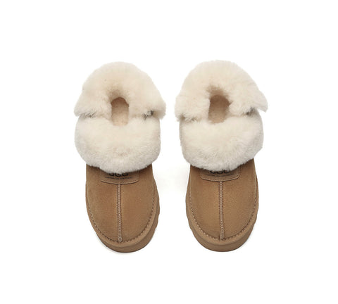 AUSTRALIAN SHEPHERD® 3-Way Style UGG Slippers Women Removable Wool Strap Slingback Chunky Platform Muna