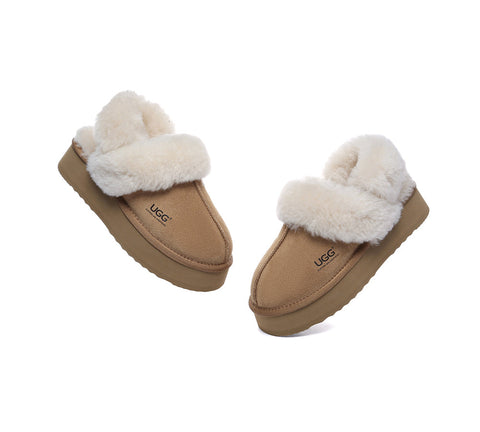 AUSTRALIAN SHEPHERD® UGG Slippers Women Removable Wool Strap Slingback Platform Musa