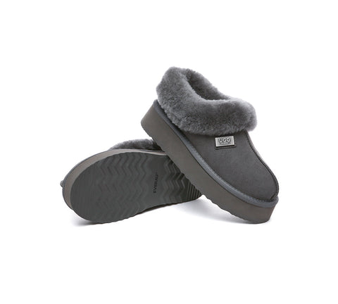 UGG EVERAU® UGG Slippers Women Sheepskin Wool Collar Ankle Platform Gabri