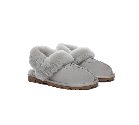 AUSTRALIAN SHEPHERD® UGG Slippers Women Removable Wool Fluffy Strap Slingback Waffle