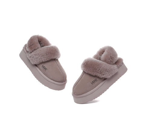 AUSTRALIAN SHEPHERD® UGG Slippers Women Removable Wool Strap Slingback Platform Musa