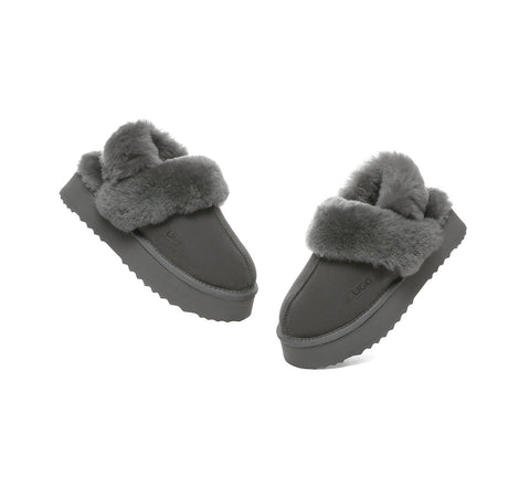 AUSTRALIAN SHEPHERD® UGG Slippers Women Removable Wool Strap Slingback Platform Musa