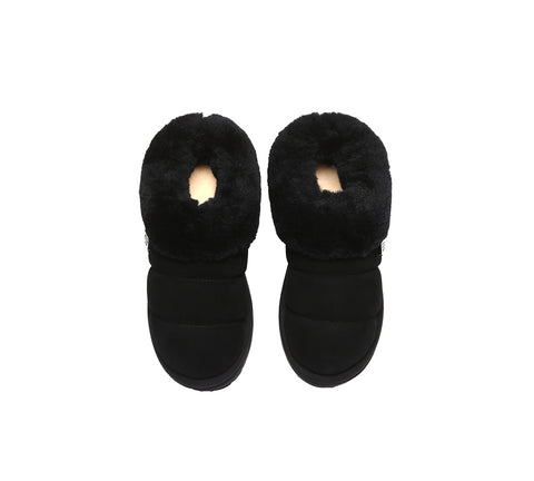 UGG EVERAU® UGG Slippers Women Sheepskin Wool Collar Ankle Platform Ulrika