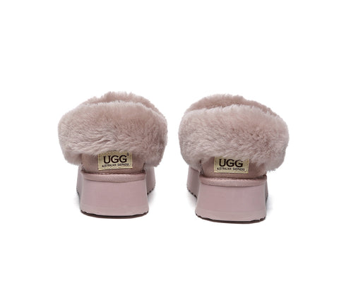 AUSTRALIAN SHEPHERD® UGG Slippers Women Sheepskin Wool Collar Ankle Platform Clarrie