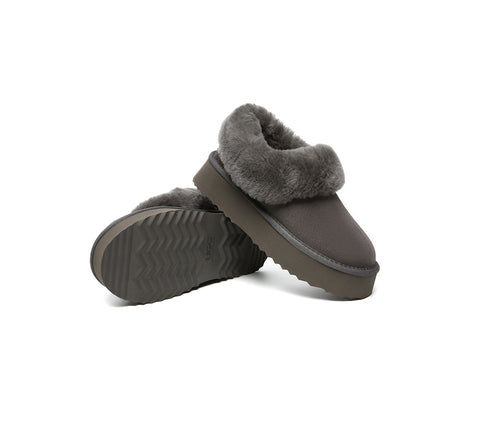 AUSTRALIAN SHEPHERD® UGG Slippers Women Sheepskin Wool Collar Ankle Platform Clarrie