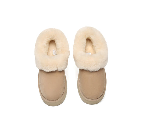 AUSTRALIAN SHEPHERD® UGG Slippers Women Sheepskin Wool Collar Ankle Platform Clarrie