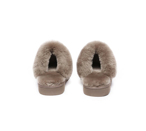 EVERAU® UGG Slippers Sheepskin Wool Suede Scuff Muffin