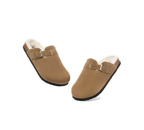 EVERAU® Adjustable Buckled Straps Slip-on Suede Flat Clog Slides Malka