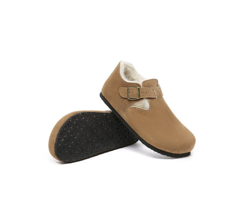 EVERAU® Adjustable Buckled Straps Suede Flat Clog Slippers Marla