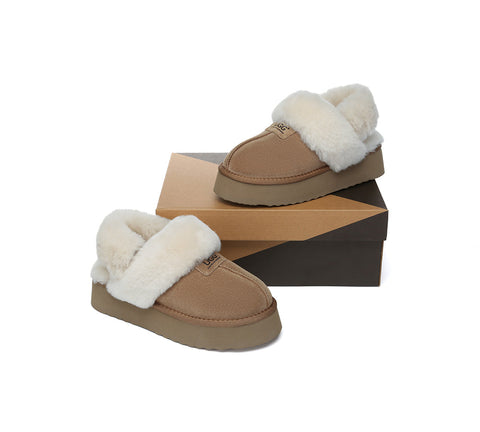 AUSTRALIAN SHEPHERD® UGG Slippers Women Removable Wool Strap Slingback Platform Suzie