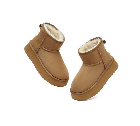 EVERAU® UGG Boots Sheepskin Wool Ankle Platform Thick Bottom Mini Classic