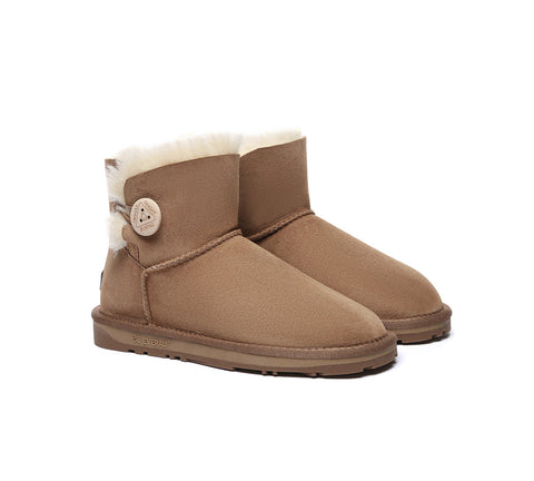 UGG EVERAU® UGG Boots Double Faced Sheepskin Wool Ankle Mini Button