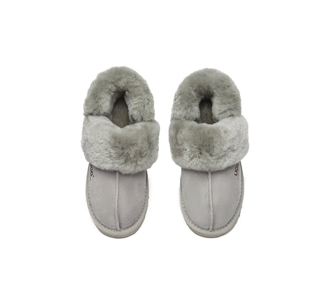 AUSTRALIAN SHEPHERD® 3-Way Style UGG Women Slippers Removable Wool Strap Slingback Muffin Fluffy