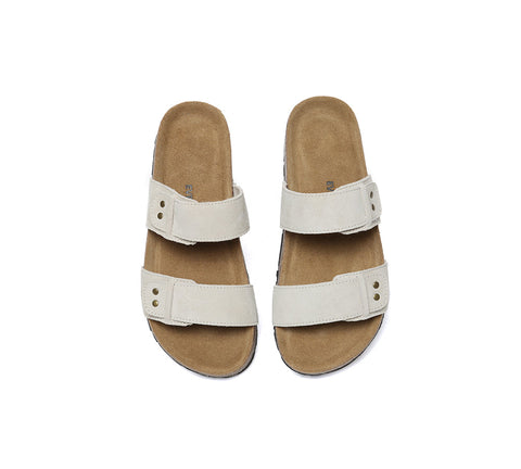 EVERAU® Double Straps Embossed Slip-on Summer Sandal Slides Aurelia