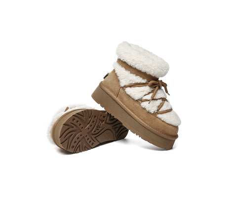 UGG EVERAU® UGG Boots Women Sheepskin Wool Ankle Platform Short Carmen