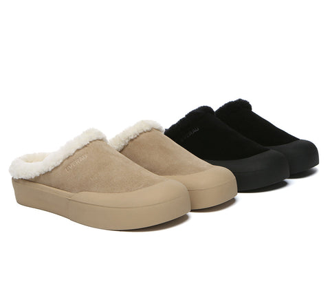 EVERAU® UGG Slippers Sheepskin Wool Scuff Staney