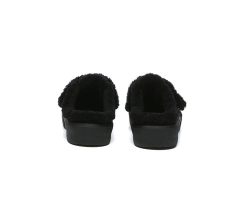 EVERAU® UGG Slippers Women Sheepskin Wool Adjustable Strap Shearling Lined Stacia