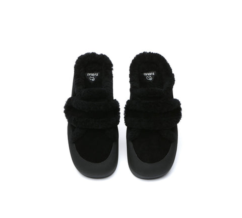 EVERAU® UGG Slippers Women Sheepskin Wool Adjustable Strap Shearling Lined Stacia