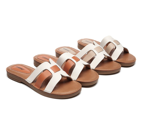 EVERAU® Women Leather Ultra Soft Flat Slides