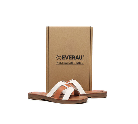 EVERAU® Women Leather Ultra Soft Flat Slides