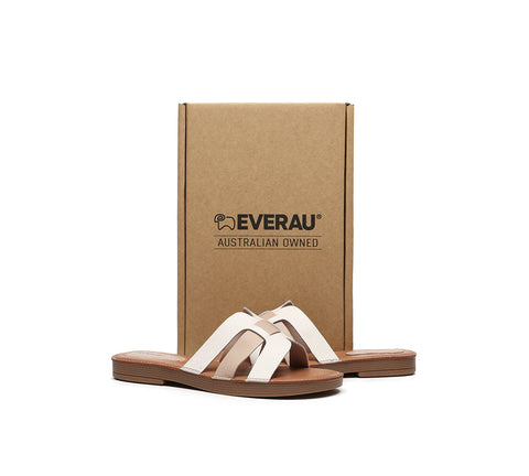 EVERAU® Women Leather Ultra Soft Flat Slides