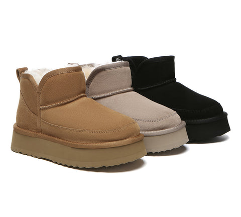 EVERAU® UGG Boots Sheepskin Wool Ankle Platform Vesper