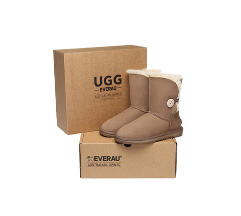 UGG EVERAU® UGG Boots Double Faced Sheepskin Wool Short Button