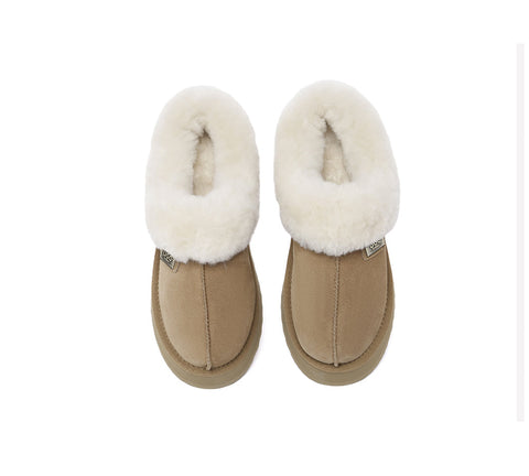 UGG EVERAU® UGG Slippers Women Sheepskin Wool Collar Ankle Platform Gabri