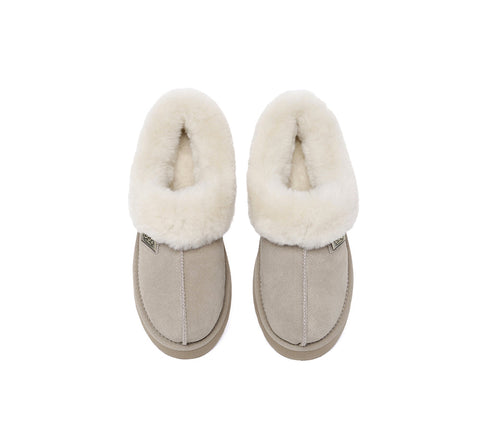 UGG EVERAU® UGG Slippers Women Sheepskin Wool Collar Ankle Platform Gabri