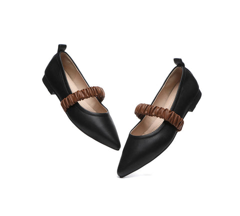 EVERAU® Pointed Toe Leather Ballet Flats Rosola