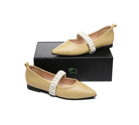 EVERAU® Pointed Toe Leather Ballet Flats Rosola