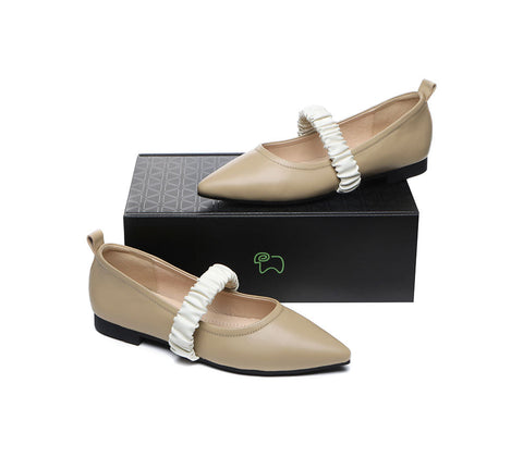 EVERAU® Pointed Toe Leather Ballet Flats Rosola