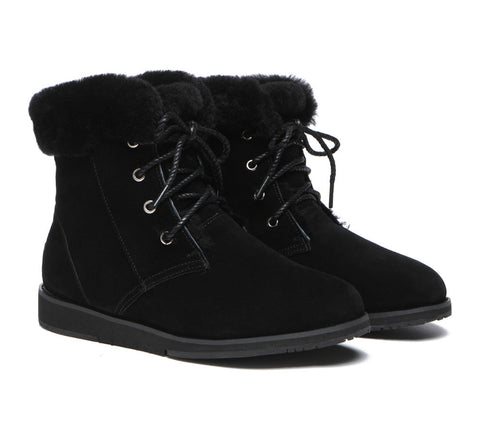 TARRAMARRA® Lace Up Ankle Fashion Sheepskin Women Boots Bonnie