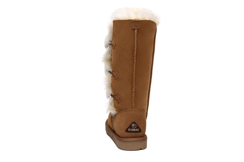 EVERAU® Tall Triple button Sheepskin Boots Espina