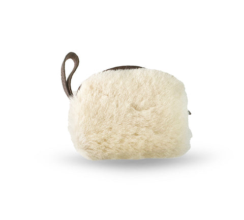 Women Sheepskin Wool Fluffy Small Zip Camera Pouch