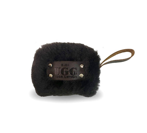 Women Sheepskin Wool Fluffy Small Zip Camera Pouch